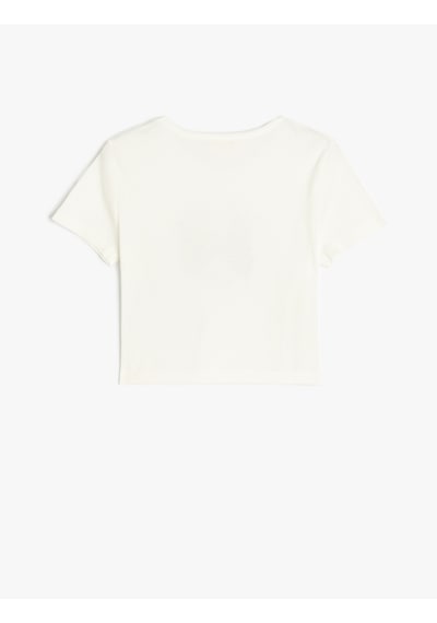 Koton Ekru Kız Çocuk T-shirt 5skg10273ak Ekru