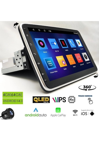 Dynamat Rk-1004 Android Ekran Multimedya 10.1 İ Nç 4+64gb 4 Çekirdek Android 14 Oynar Başlık Diğer