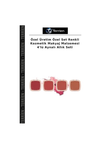 Özel Üretim Özel Set Renkli Kozmetik Makyaj Malzemesi 4'lü Aynalı Allık Seti Çok Renkli