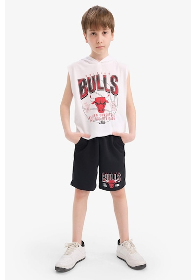 DeFacto Erkek Çocuk NBA Chicago Bulls 2'li Takım Kapüşonlu Kolsuz Tişört Beli Lastikli Şort E7104A825HSWT34