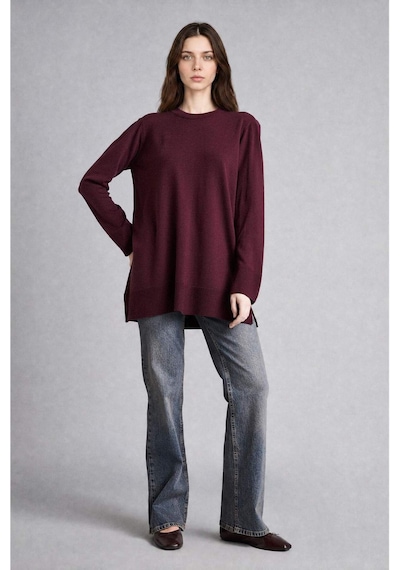 Defacto Regular Fıt Bisiklet Yaka Triko Tunik H3431az26aubr232 Bordo-br232
