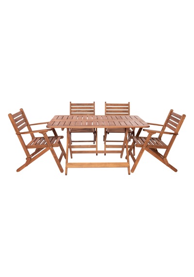Modermo 4 Kişilik Ahşap Katlanır Koltuklu Bahçe Seti - 135x80 Cm Grup E