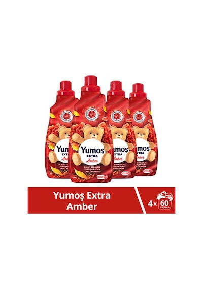 Yumoş Extra Konsantre Çamaşır Yumuşatıcısı Amber 1440 Ml 60 Yıkama 4 Adet 4'lü Set