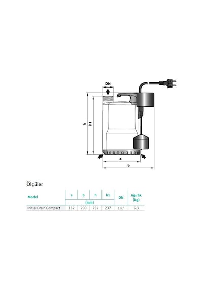 Wilo Drain Compact Gizli Flatörlü Az Kirli Su Drenaj Dalgıç Pompa