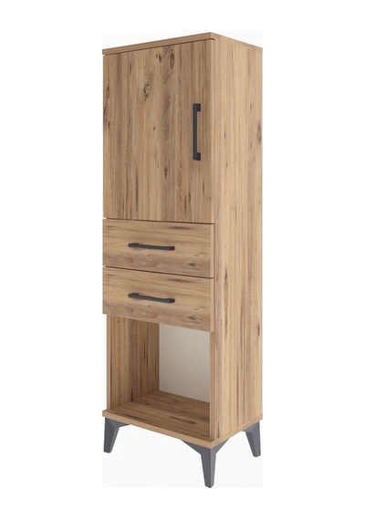 Arges Dolap 2 Raflı 2 Çekmeceli Tek Kapaklı 44x30x134 Çam-çam Atlas Çam
