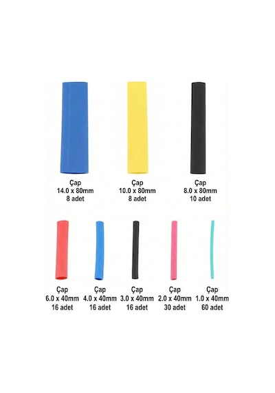 164 Parça Isı İle Daralan Makaron Seti Elektrik Kablo İzolasyon & Koruma Kılıfı, Renkli Shrink Tube Set Belirtilmemis