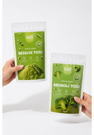 Freeze Dried Bezelye & Brokoli Tozu 2x50 G - Dondurularak Kurutulmuş %100 Sebze Tozu - 900926225 Diğer