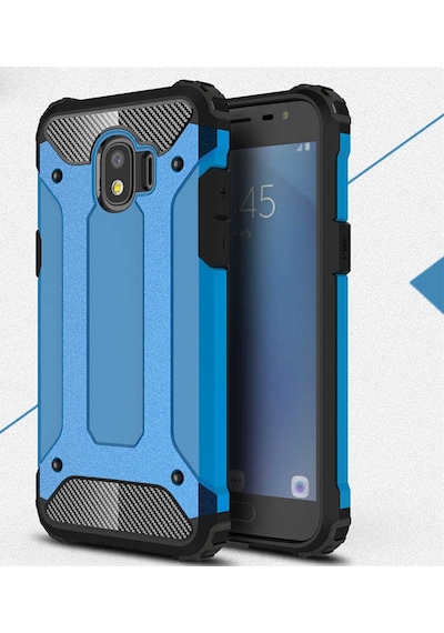 Kilifone - Samsung Galaxy J2 Pro 2018 Uyumlu - Kılıf Çift Katman Koruyucu Crash Military Tank Kılıf - Mavi Mavi