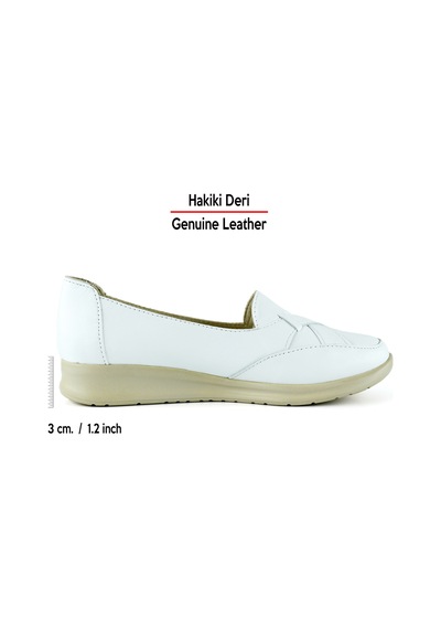 Erkan Saçmacı Mammina Beyaz Hakiki Deri Çapraz Bant Detaylı Slip-on Günlük Ayakkabı Beyaz