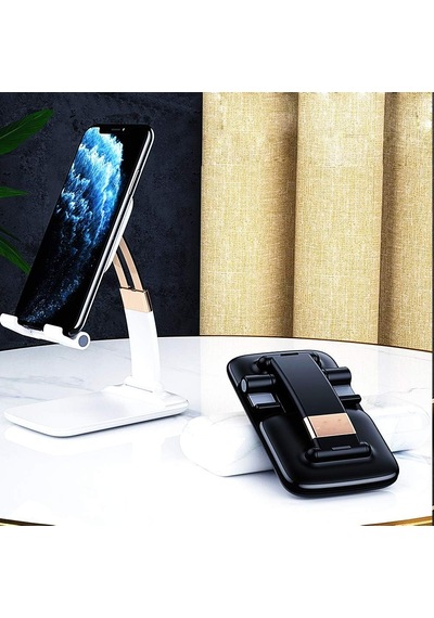 Ayarlanabilir Katlanabilir Ergonomik Telefon Tutucu Standı Ve Tablet Tutucu Standı Desk Holder Oynar Başlıklı Kaymaz Zemin Tabanlı Stand Siyah