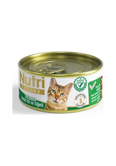 Nutri Feline Ton Balıklı Tavuklu ve Ciğerli Tahılsız Konserve Yetişkin Kedi Maması 85 G