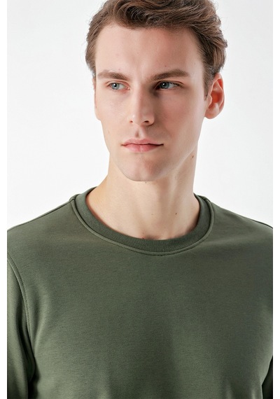 Morven Erkek Yeşil Basic Bisiklet Yaka Sweat-shirt Yeşil