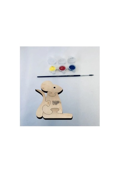 Masif Ahşap Puzzle Çocuklar İçin Boyanabilir Fare Boya Setli