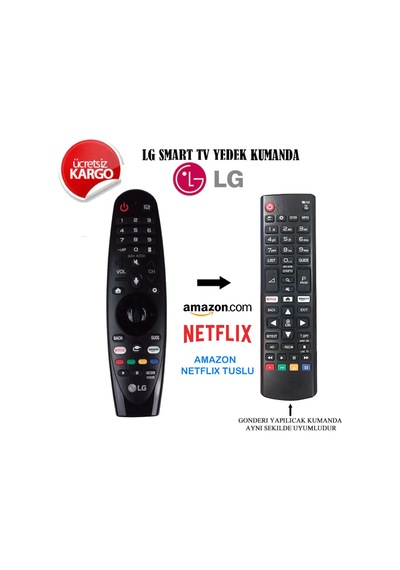 LG Uyumlu Led Tv Mr 650A Sihirli Mouse Amazon Netflix Tuş Yedek Kumanda