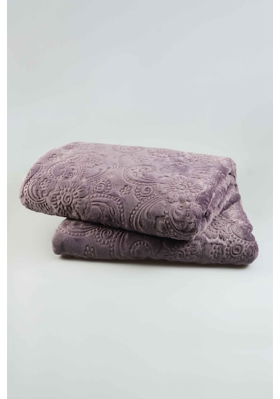 Merinos Elegans Çift Kişilik Battaniye Çiçek Desen Battaniye Mor