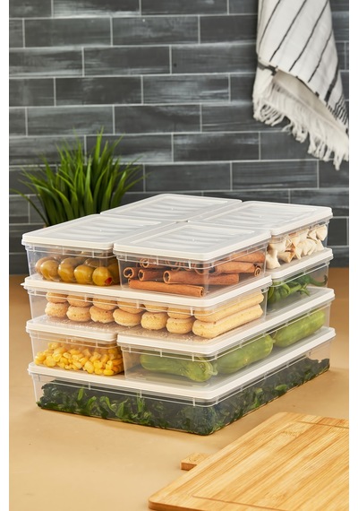Multi Box 9 Parça 4 Farklı Boy Saklama Kabı Seti - Dondurucu & Mikrodalga Uyumlu Krem
