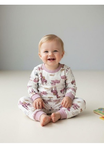 Zekids Kız Bebek Pamuklu Animal Desenli Pijama Takımı-16239 Çok Renkli