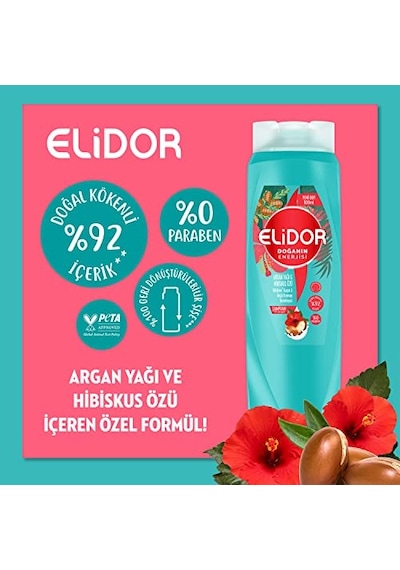 Doğanın Enerjisi Saç Bakım Şampuanı Argan Yağı Hibiskus Özü Dökülme Karşıtı Güçlü Uzamayı Tamamlayıc