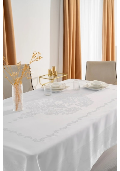 Jumbo Jakar Beyaz Sıvı Geçirmez Kumaş Pano Masa Örtüsü 160x220