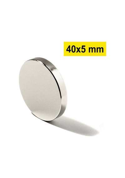 Neodyum Mıknatıs, Çap 40mm X Kalınlık 5mm Yuvarlak Süper Güçlü Magnet