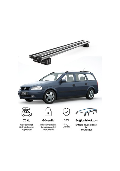 Pençe Opel Astra G Sw 1998-2004 Uyumlu Gri Ara Atkı Port Bagaj Tavan Barı
