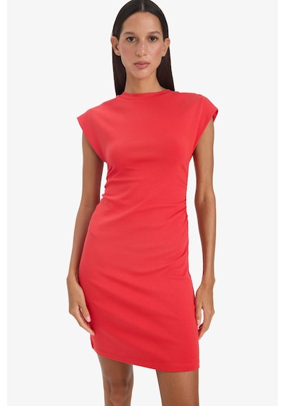 DeFacto Bodycon Vücudu Saran Bisiklet Yaka Ribana Kolsuz Mini Yazlık Elbise C4513AX25SMRD135