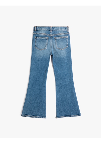 Koton Bol Paça Kot Pantolon Pamuklu - Wide Leg Jean Orta İndigo 4wkg40013ad İndigo