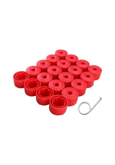 Otozet - Vw Jetta Bijon Civata Kapağı Kırmızı Renk 20 Adetli Set 17mm 1k06011739b9