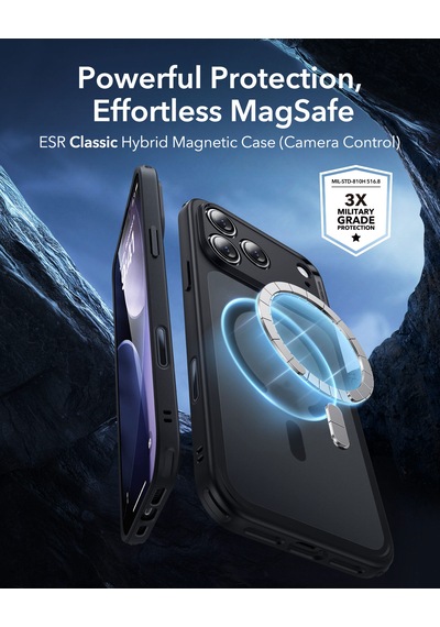 Esr Apple Uyumlu iPhone 17 Pro Max Classic Hybrid Magsafe Kılıf - Kamera Kontrol Buton - Buzlu Siyah Buzlu Siyah