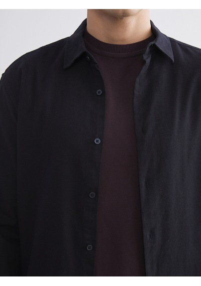 Lcw Vision Siyah Regular Fit Uzun Kollu Gabardin Erkek Gömlek