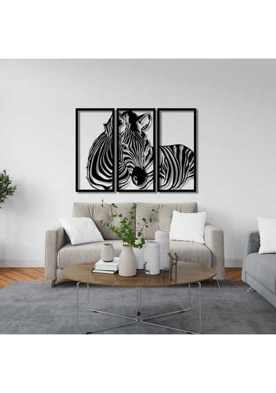 Üç Parça Zebra Metal Duvar Dekoru