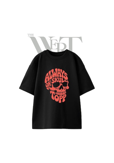 Thewert Kuru Kafa Tasarım Baskılı Ünisex Siyah Oversize T-shirt