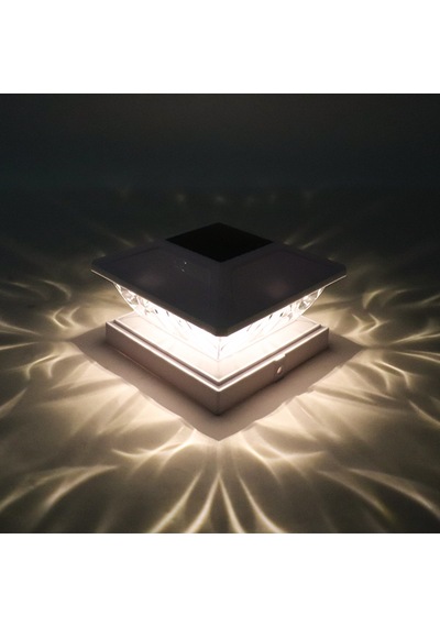 8 Adet Güneş Enerjili Dekoratif Direk Üstü Solar Led Bahçe Ve Teras Aydınlatma Lambası Kristal Tasarımlı Beyaz Işık