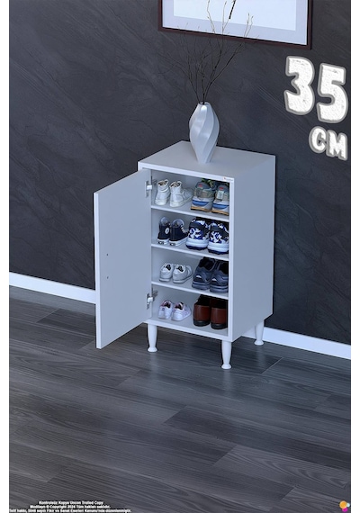 Bulut Ayakkabılık - Kapaklı 3 Raf 4 Bölmeli Dar Alanlar İçin Çok Amaçlı Dolap 35 Cm Beyaz Bulut Ayakkabılık - Kapaklı 3 Raf 4 Bölmeli Dar Alanlar İçin Çok Amaçlı Dolap 35 Cm Beyaz