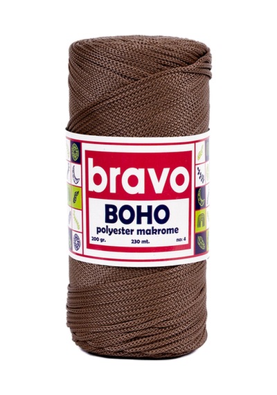 Boho Polyester Makrome İplik 2 Mm 200 Gr 230 Metre No: 4 Renk Kodu: 205 Taba