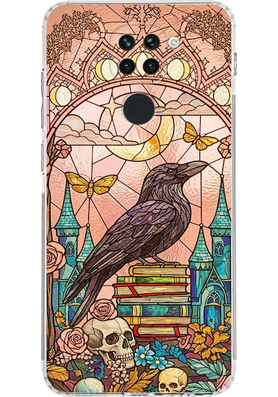 Printify Redmi Note 9 İle Uyumlu Vitray Bilge Kuzgun Tasarımlı Şeffaf Silikon Kılıf Şeffaf