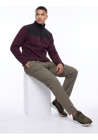 Discovery Expedition D6wm-swt3746 Mor Dik Yaka Jakarlı Erkek Polar Sweatshırt Mürdüm
