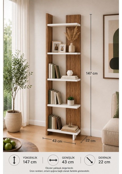 Andes Ceviz Renk Dekoratif Kitaplık Ve Çok Amaçlı Raf Ünitesi Modern Salon Kitaplığı Açık Raf Sistemi Ceviz Beyaz Andes Ceviz Renk Dekoratif Kitaplık Ve Çok Amaçlı Raf Ünitesi Modern Salon Kitaplığı Açık Raf Sistemi Ceviz Beyaz