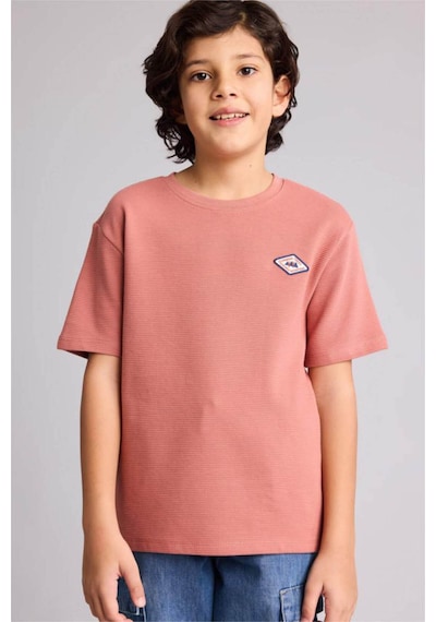 Defacto Oversıze Bisiklet Yaka Aplike Kısa Kollu Tişört Erkek Çocuk G6988a826smbr96 Pembe-br96