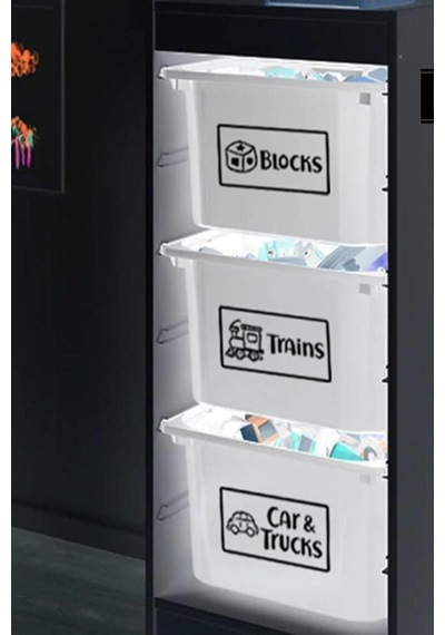 MSticker Oyuncak Kutusu Sticker-Organizer Etiket-Şeffaf Baskılı 28 Adet