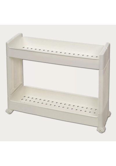 Slim Organizer 2 Katlı Plastik Banyo / Mutfak Düzenleyici Raf Beyaz 49,5 14 45 Cm Beyaz