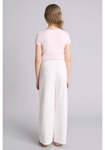 Defacto Wıde Leg Düz Paça Gabardin Pantolon Kız Çocuk G0604a826smwt34 Beyaz-wt34