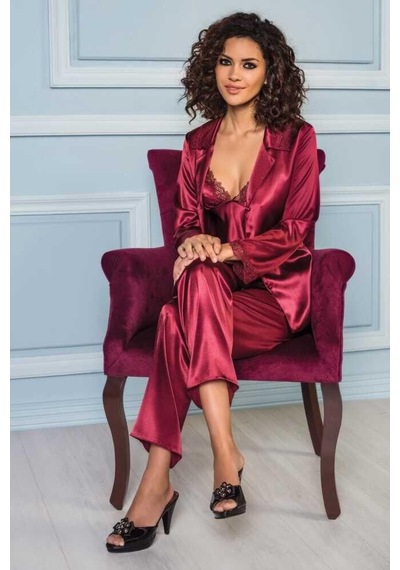 Pierre Cardin Bordo Altılı Çeyiz Gecelik Sabahlık Set 6960 Bordo