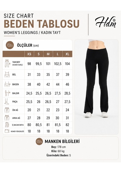 Hdm Kadın Beli Katlamalı Kahverengi Paça Tayt - H5989