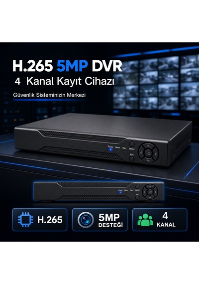 H.265 5mp 4 Kanal Dvr Güvenlik Kamerası Kayıt Cihazı