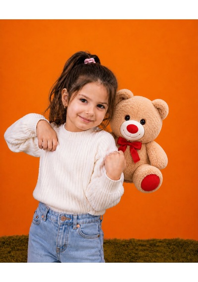 Sevimli Peluş Ayıcık 30cm - Hediyelik & Sevimli Uyku Arkadaşı Peluş Oyuncak Açık Kahverengi