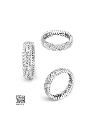 Brezza Lusso Jewelry Üç Sıra Tamtur Zikon Taşlı Attractive Kadın Gümüş Yüzük 12