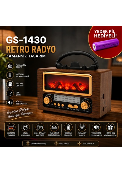 Zamanı Durduran Gs-1430 Şömine Efektli Retro Radyo Yedek Pil li