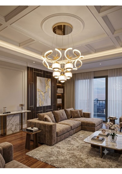 Ers Aydınlatma Lina Gold Led Avize 3 Renk Muthiş Şıklık Altın-gold