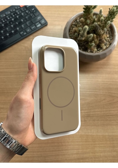 Apple iPhone Uyumlu 16 Pro Animasyonlu Stylus Silikon Kılıf Bej